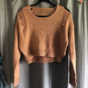 cropped tan sweater